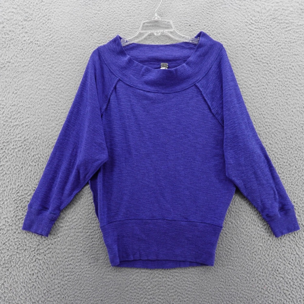 We The Free People Purple Pullover Oversized Off Shoulder Sweater Top Lounge